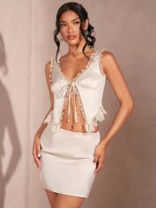 Акція на Костюм вечірній жіночий SHEIN GD-00213165 S Бежевий від Rozetka