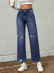 Акція на Джинси Кльош жіночі SHEIN GD-00195377 S-Petite Темно-сині від Rozetka