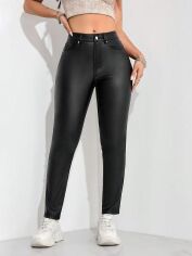Акція на Штани зі штучної шкіри жіночі SHEIN GD-00213387 L Чорні від Rozetka