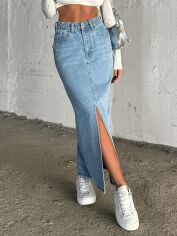 Акція на Спідниця джинсова довга осіння пряма жіноча SHEIN GD-00195483 36 Синя від Rozetka