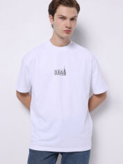 Акція на Футболка бавовняна довга чоловіча Colin's CL1077195OFW XL Off White з принтом від Rozetka