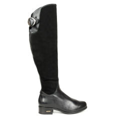 Акція на Чоботи-ботфорди з хутром woman's heel 36 чорні (Про-611) від Rozetka