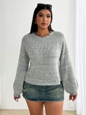 Акція на Джемпер жіночий SHEIN GD-00204753 0XL Сірий від Rozetka