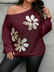 Акція на Джемпер жіночий SHEIN GD-00208769 0XL Бордовий від Rozetka