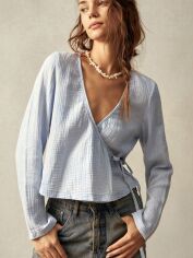 Акція на Блуза жіноча SHEIN GD-00195720 S Блакитна від Rozetka