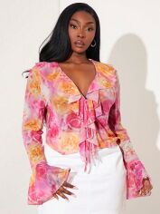 Акція на Блуза жіноча SHEIN GD-00219490 1XL Рожева від Rozetka