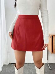 Акція на Спідниця зі штучної шкіри жіноча SHEIN GD-00210005 L Червона від Rozetka