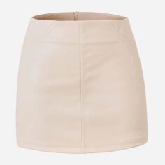 Акція на Спідниця зі штучної шкіри жіноча SHEIN GD-00210661 XS Бежева від Rozetka