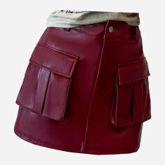 Акція на Спідниця зі штучної шкіри жіноча SHEIN GD-00205355 L Бордова від Rozetka