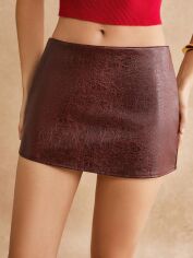Акція на Спідниця зі штучної шкіри жіноча SHEIN GD-00219994 M Бордова від Rozetka