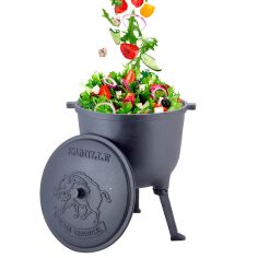 Акція на Казан чугунный 15л с крышкой Kamille на ножках для приготовления пищи на огне и плите 4808V від Podushka
