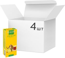 Акція на Упаковка чорного чаю пакетованого Halim з ароматом лимона 4 шт по 25 пакетиків від Rozetka