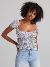 Акція на Топ жіночий Bershka XAZ355713HMYR M Білий з чорним від Rozetka