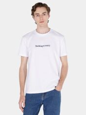 Акція на Футболка бавовняна довга чоловіча Colin's CL1072067WHT M White з вишивкою від Rozetka