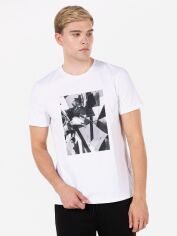 Акція на Футболка бавовняна довга чоловіча Colin's CL1072314WHT XL White з принтом від Rozetka