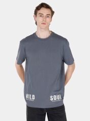 Акція на Футболка бавовняна довга чоловіча Colin's CL1072993GRA 2XL Gray з принтом від Rozetka