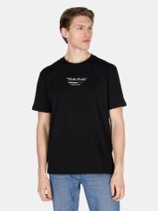 Акція на Футболка бавовняна довга чоловіча Colin's CL1073783BLK S Black з принтом від Rozetka