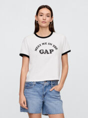 Акція на Футболка бавовняна коротка жіноча GAP 756776713 2XL Біла від Rozetka