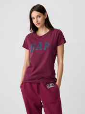 Акція на Футболка бавовняна жіноча GAP 58033267 L Бордова від Rozetka