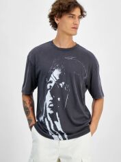 Акція на Футболка бавовняна довга чоловіча Guess 623168694 XL Сіра з принтом від Rozetka