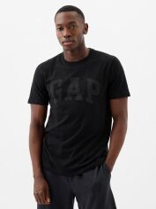 Акція на Футболка бавовняна довга чоловіча GAP 641035607 2XL Чорна з принтом від Rozetka