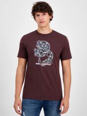 Акція на Футболка бавовняна довга чоловіча Karl Lagerfeld 184781746 XL Бордова з принтом від Rozetka