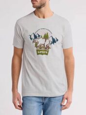 Акція на Футболка бавовняна довга чоловіча Levi`s 304554394 XL Сіра з принтом від Rozetka