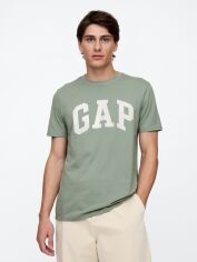 Акція на Футболка бавовняна довга чоловіча GAP 315944134 2XL Зелена з принтом від Rozetka