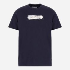 Акція на Футболка бавовняна довга чоловіча Guess 357019857 2XL Синя з принтом від Rozetka