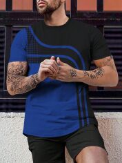 Акція на Футболка довга чоловіча SHEIN GD-00164724 L Синя від Rozetka