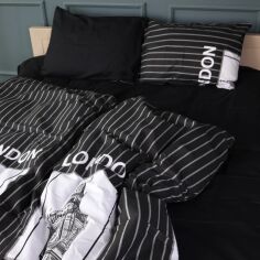 Акція на Комплект постільної білизни MirSon King Size 220х240 см 17-0750 Black BigBen Бязь від Rozetka