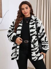 Акція на Куртка зимова жіноча SHEIN GD-00206015 0XL Чорна з білим від Rozetka