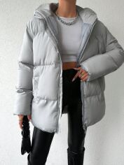 Акція на Куртка зимова жіноча SHEIN GD-00206064 One Size Світло-сіра від Rozetka