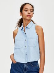 Акція на Топ джинсовий жіночий Pull & Bear XAZ260526NLYU L Блакитний від Rozetka