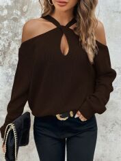 Акція на Джемпер жіночий SHEIN GD-00194189 0XL Коричневий від Rozetka