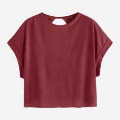 Акція на Футболка жіноча SHEIN GD-00201578 L Бордова від Rozetka