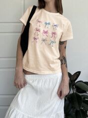 Акція на Футболка жіноча SHEIN GD-00214131 XL Кремова від Rozetka