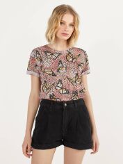 Акція на Футболка Bershka XAZ303806UCUR S Рожева у візерунки від Rozetka