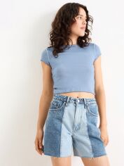 Акція на Футболка бавовняна коротка жіноча C&A GD-00127217 XL Синя від Rozetka