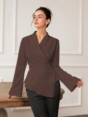 Акція на Блузка жіноча SHEIN GD-00201632 M Коричнева від Rozetka