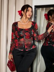 Акція на Блуза жіноча SHEIN GD-00223037 2XL Чорна від Rozetka