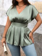 Акція на Блузка жіноча SHEIN GD-00209235 2XL Зелена від Rozetka