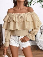 Акція на Блузка жіноча SHEIN GD-00218649 L Кремова від Rozetka