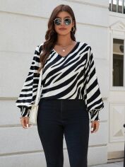 Акція на Блузка жіноча SHEIN GD-00210223 0XL Чорна з білим від Rozetka