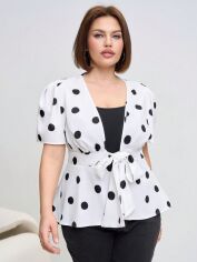 Акція на Блузка жіноча SHEIN GD-00216878 1XL Чорна з білим від Rozetka