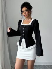 Акція на Блузка жіноча SHEIN GD-00225701 M Чорна з білим від Rozetka