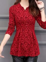 Акція на Блузка жіноча SHEIN GD-00207270 XL Червона від Rozetka
