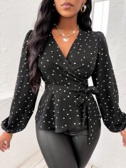 Акція на Блузка жіноча SHEIN GD-00209057 XL Чорна від Rozetka