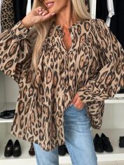 Акція на Блузка жіноча SHEIN GD-00206222 L Коричнева від Rozetka