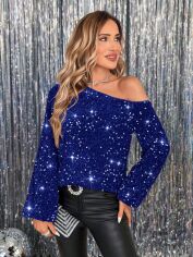 Акція на Блузка жіноча SHEIN GD-00216888 XL Синя від Rozetka